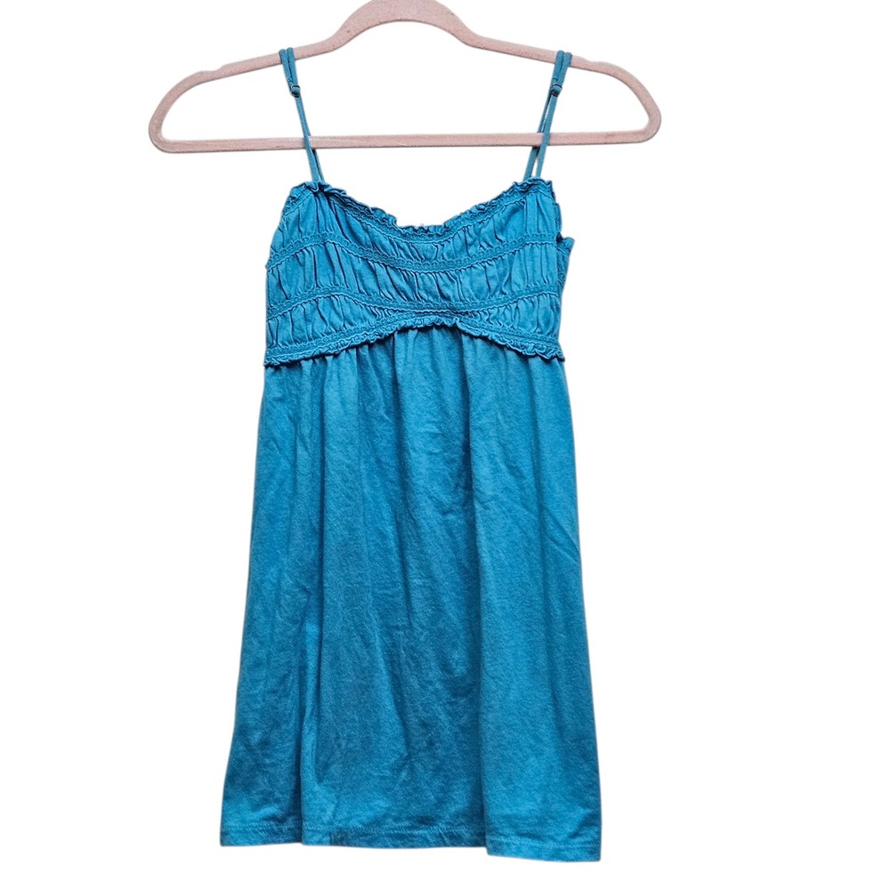 Arizona Jean Company Camisole Women‎ Large Blue Smocked Babydoll Y2K Boho Top